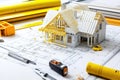 Construction Plan and Model House Royalty Free Stock Photo