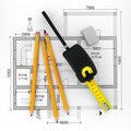 Construction plan in roll with scale