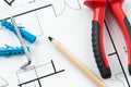 Construction Plan Tools Royalty Free Stock Photo