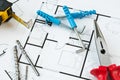 Construction Plan Tools Royalty Free Stock Photo