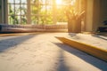 Architectural Drawings on Table with Pencil and Sunlight Royalty Free Stock Photo