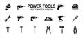 construction Power tools related vector icon user interface graphic design. Contains such icons as grinder, driller, impact drill