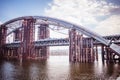 construction of a river industrial bridge