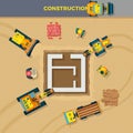 Construction Process Top View Illustration