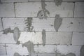Construction progress of a concrete masonry wall during the building project in an urban location Royalty Free Stock Photo