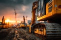Construction Progress: Excavator Digging at Building Site Royalty Free Stock Photo