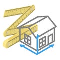 Construction project icon isometric vector. House projection and foldable ruler