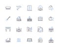 Construction project outline icons collection. building, infrastructure, architecture, engineering, design, erection