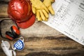 Construction protective workwear with plans