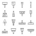 Construction putty knife icons set, outline style Royalty Free Stock Photo
