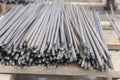 Construction rebar steel work reinforcement in conncrete structure of building. Royalty Free Stock Photo