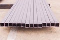 Construction: Rectangular steel tube with anti-rust paint preparing for fabrication of structural work Royalty Free Stock Photo