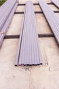 Construction: Rectangular steel tube with anti-rust paint preparing for fabrication of structural work Royalty Free Stock Photo