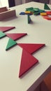 A construction with red and green triangles