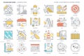 Construction related, color line, vector icon, illustration set