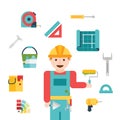 Construction related icons and illustrations