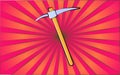 Construction repair mining tool pickaxe on a background of abstract red rays. Vector illustration