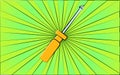 Construction repair tool yellow manual screwdriver on a background of abstract green rays. Vector illustration