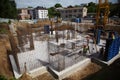 Construction of a residential building made of monolithic concrete.