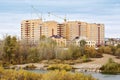 Construction of a residential complex on the bank of the river