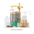 Construction of residential houses. City development concept design. Royalty Free Stock Photo