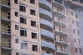 Construction of residential multi-storey buildings. Reinforced concrete frame of the building. Royalty Free Stock Photo