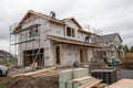 Construction residential new house in progress at building site Royalty Free Stock Photo