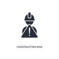 Construction risk icon. simple element illustration. isolated trendy filled construction risk icon on white background. can be