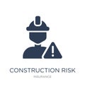 construction risk icon. Trendy flat vector construction risk icon on white background from Insurance collection