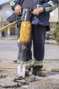Construction Road Works With Jack Hammer Royalty Free Stock Photo