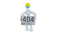 Construction robot holding 404 error sign. Royalty Free Stock Photo