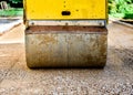 Construction roller or steamroller during road construction. Asp