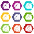 Construction roulette icons set 9 vector