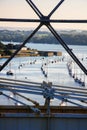 Construction of Royal Albert Bridge railway against sailboats on Tamar river between Devon and Cornwall, Plymouth area, England Royalty Free Stock Photo