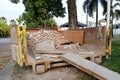 Construction rubbish dumpster with waste at construction site Royalty Free Stock Photo