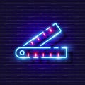 Construction Ruler Goniometer neon icon. Vector illustration for design. Repair tool glowing sign. Construction tools concept Royalty Free Stock Photo