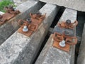 Railway railtrack tracks wooden concrete sleepers