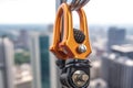 Construction safety equipment for work at height, safety harness and seat belt closeup. Generative AI Royalty Free Stock Photo