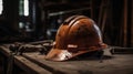 Construction safety gear, Hard hat on the job Royalty Free Stock Photo