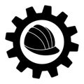 Construction safety work helmet line style icon in gear Royalty Free Stock Photo