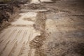 Construction sand. Preparing the construction of a parking lot. Royalty Free Stock Photo