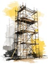 Construction Scaffolding Framework for Building Renovation in Urban Area During Daylight Hours Royalty Free Stock Photo