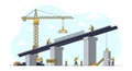 Construction Workers on Beam with Cranes Royalty Free Stock Photo