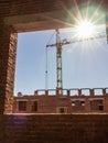 Construction of a school building in the Kaluga region of Russia.