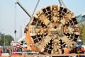 Construction of the second metro line. Tunnel Boring Machine at subway construction site