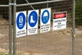 Construction security fence with signs