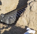 Construction excavation residential septic sewage system chambers Royalty Free Stock Photo