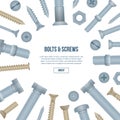 Construction shop banner with realistic bolts