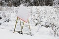 Construction sign hidden by sudden snow storm Royalty Free Stock Photo