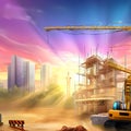 Construction site background with glamorous blue sky ai generated